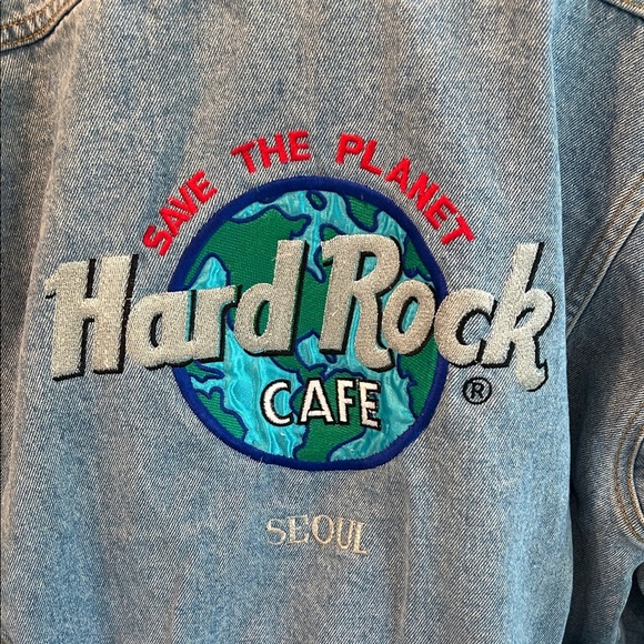 Rare Vintage 80’s Denim Jacket Hard Rock Cafe Jean Jacket Seoul Korea - Picture 8 of 14